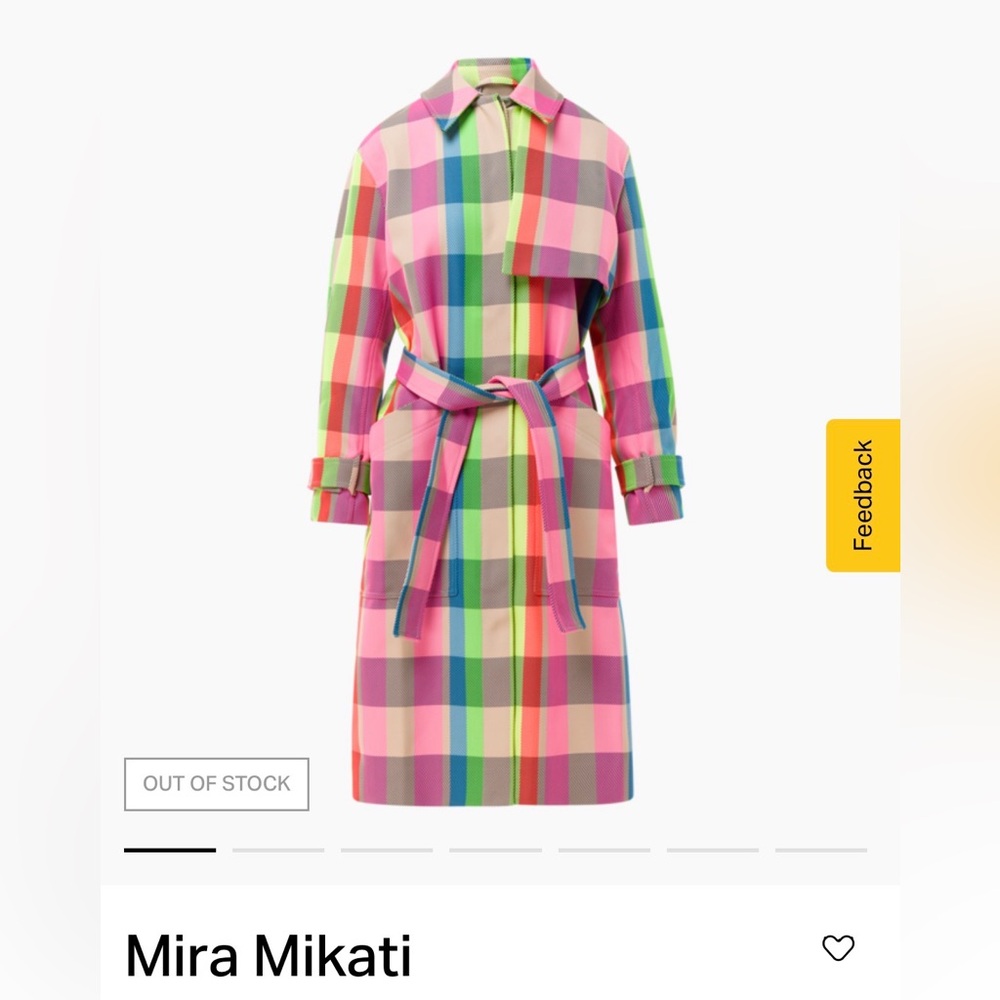 MIRA MIKATI - plaid trench - stunning coat!! Worn twice - SZE 36 ( approx 4/6)